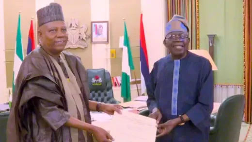 Watch The Moment Tinubu Presents Shettima’s Running Mate Certificate