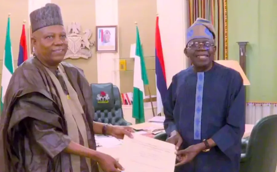 Watch The Moment Tinubu Presents Shettima’s Running Mate Certificate